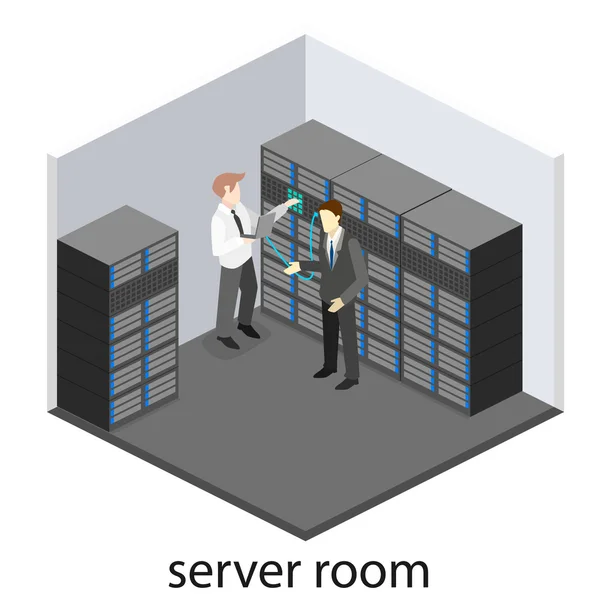 Isometrisches Innere des Serverraums. — Stockvektor