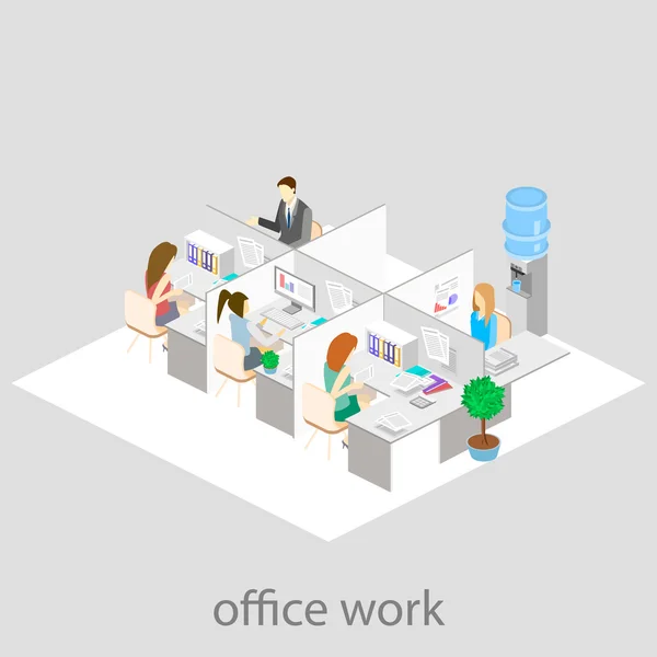 Office verdieping interieur afdelingen — Stockvector