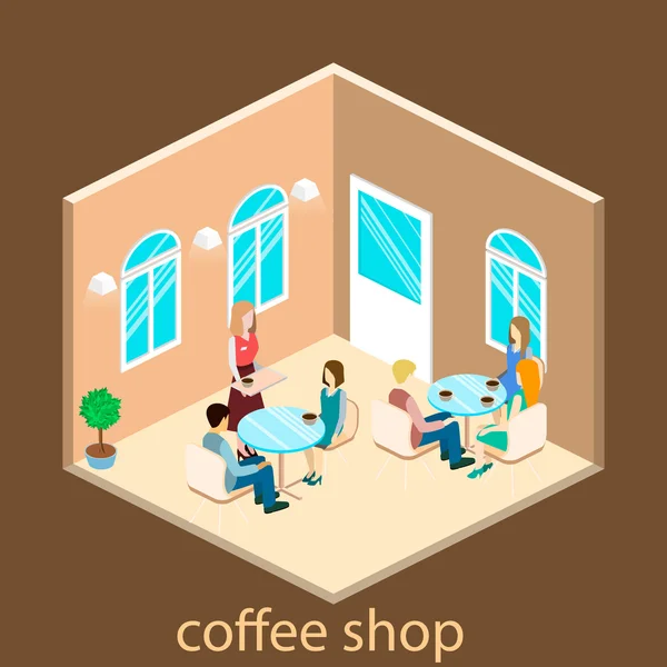 Interior isométrico do café . —  Vetores de Stock