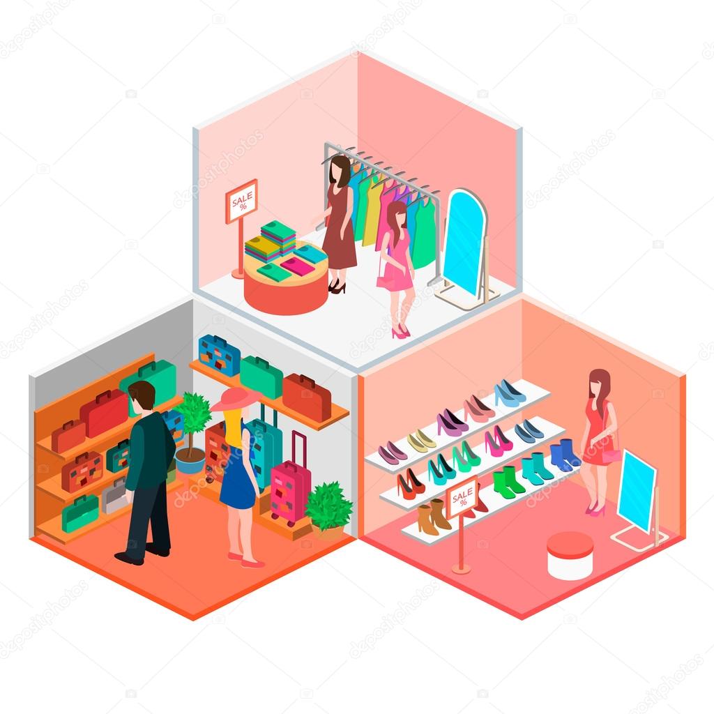 Isometric interior of shop