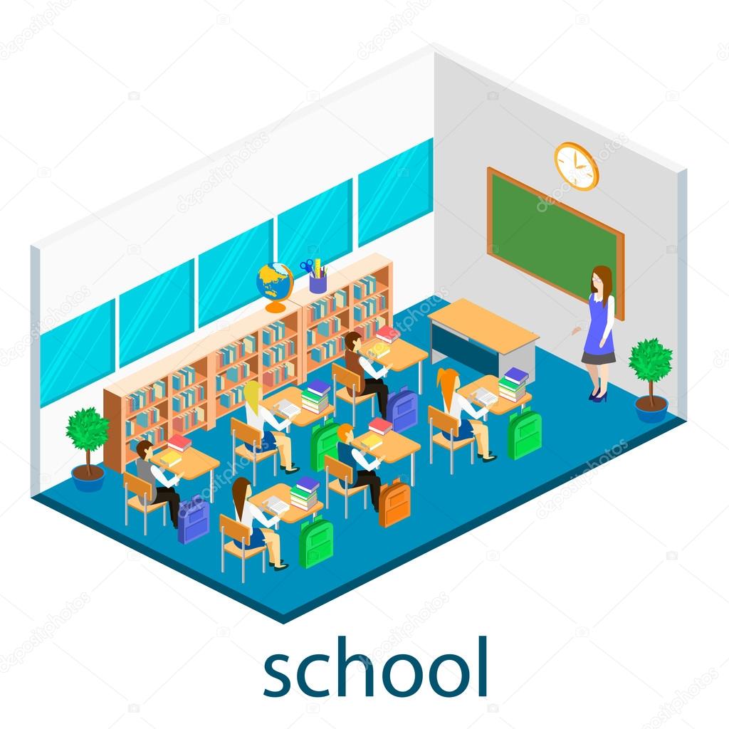 Isometric interior of school