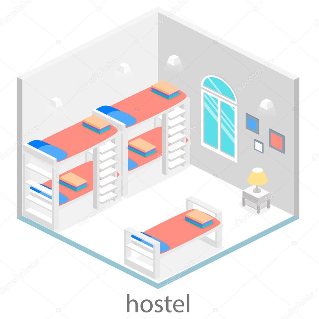 Isometric hostel room