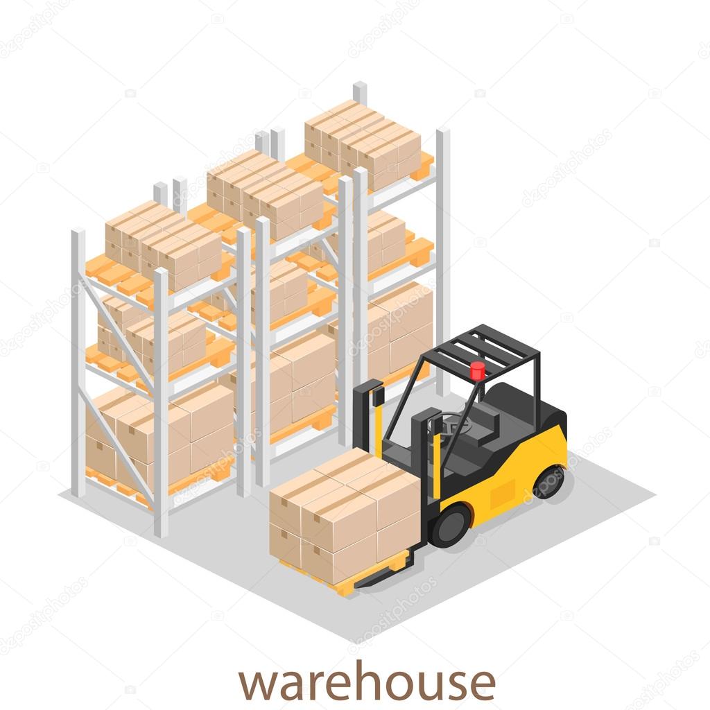 isometric interior of warehouse. 