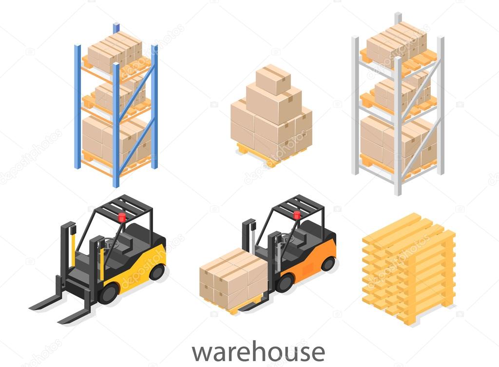 isometric interior of warehouse.