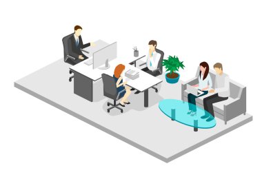 Müdür'ün ofisine izometrik iç