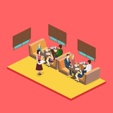 İzometrik iç coffee shop. 