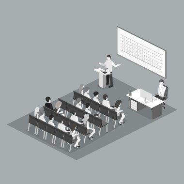 Konferans salonunda iş sunumu toplantısı