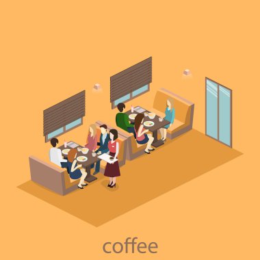 İzometrik iç coffee shop. 