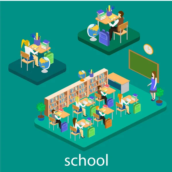 Isometric interior of school. — Stock Vector