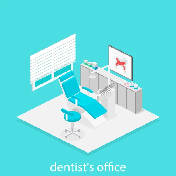 Isometrisk tandläkare kontor. — Stock vektor