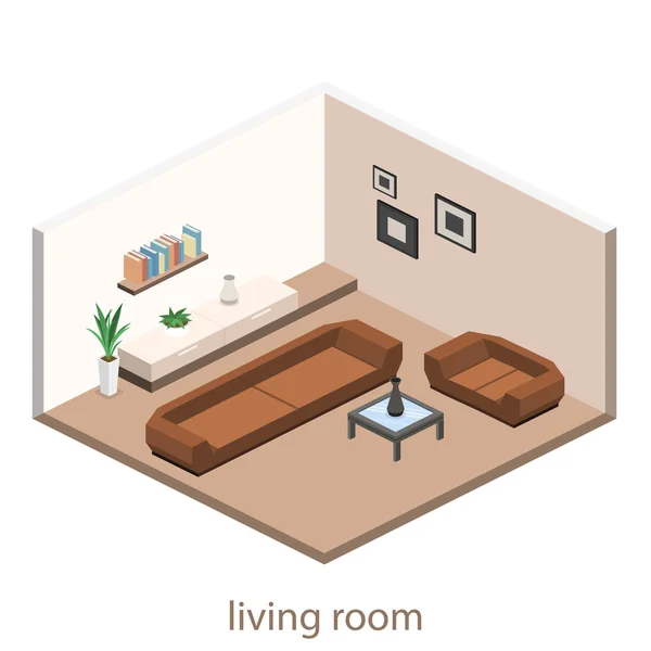 Isometric interior of a modern living room — Stock Vector