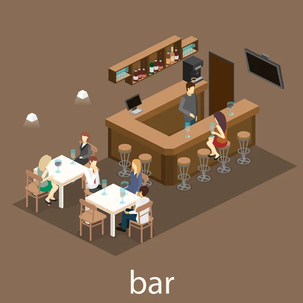 Intérieur isométrique du bar — Image vectorielle