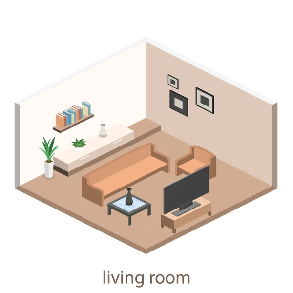 Isometric interior of a modern living room — Stock Vector