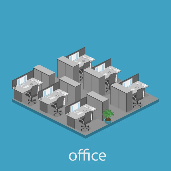 Escritórios isométricos departamentos interiores — Vetor de Stock