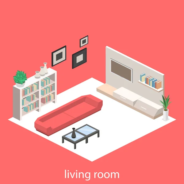 Isometric interior of a modern living room — Stock Vector