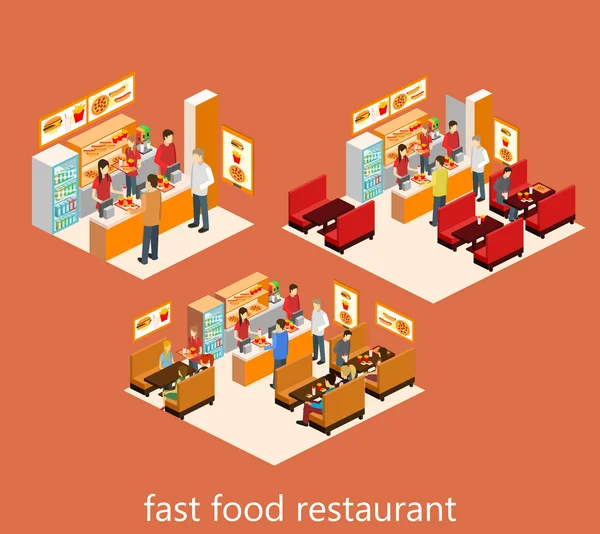İzometrik fast food Restoran — Stok Vektör