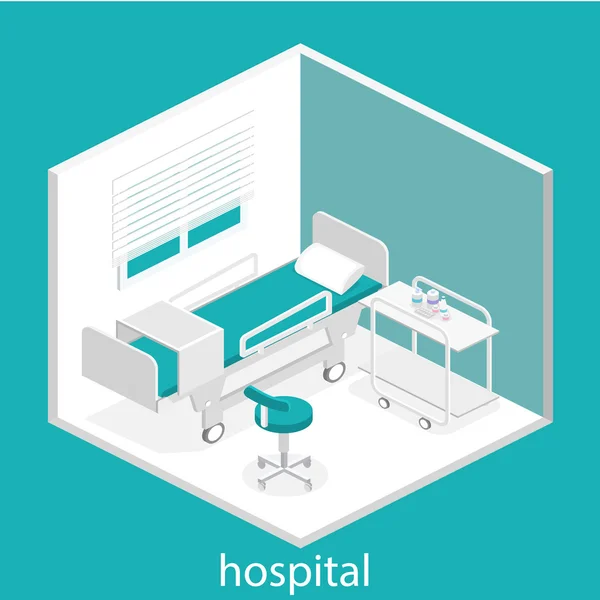 Intérieur isométrique de la chambre d'hôpital . — Image vectorielle