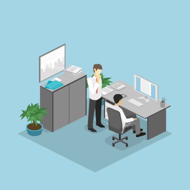 izometrik office kat iç bölümleri 