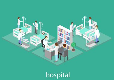 İzometrik hastane odası. 
