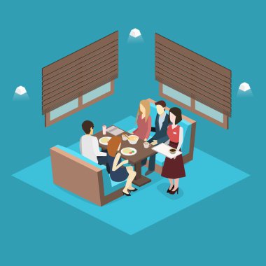 İzometrik iç coffee shop. 