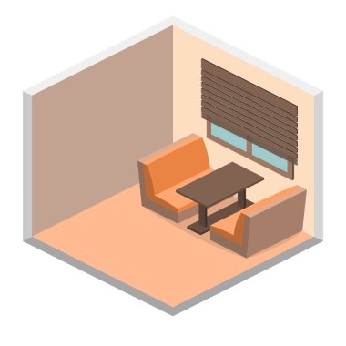 İzometrik iç coffee shop. 