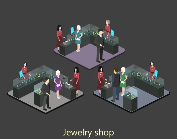 Isometric interior of jewelry shop — Stock Vector
