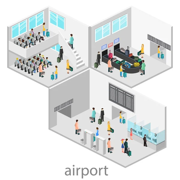 Izometrikus airport jelenetek — Stock Vector