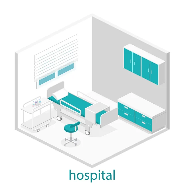 Interior isométrico de la habitación del hospital . — Archivo Imágenes Vectoriales