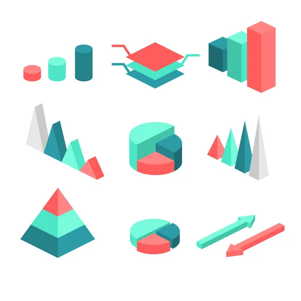 Isometric flat elements — Stock Vector