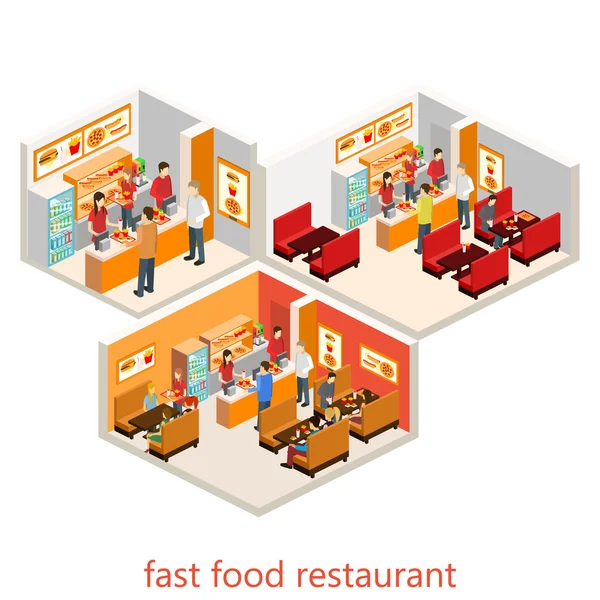 Izometrické fast food restaurace — Stockový vektor