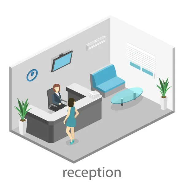 Isometric interior of reception. — Stock Vector