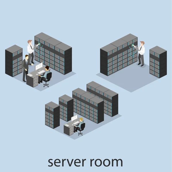 Isometric interior of server room. — Stock Vector