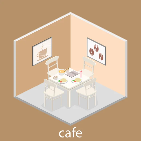 Interior isométrico de la cafetería . — Vector de stock