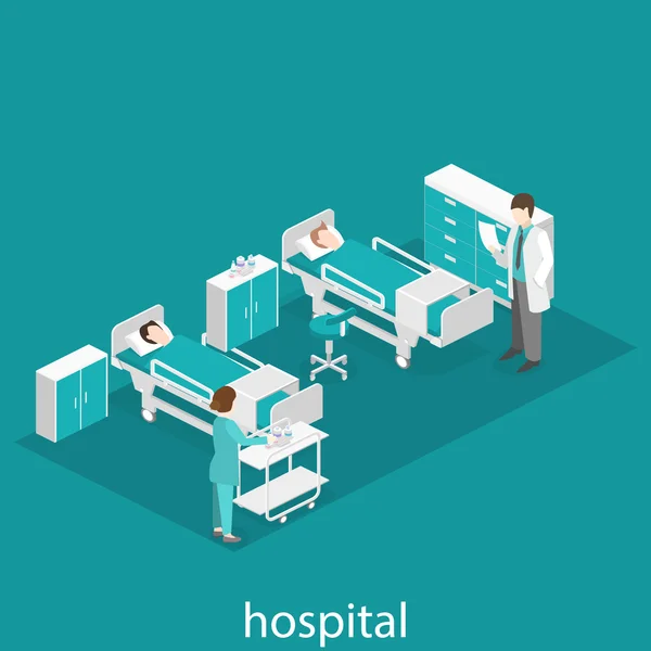 Isometric interior of hospital room. — Stock Vector