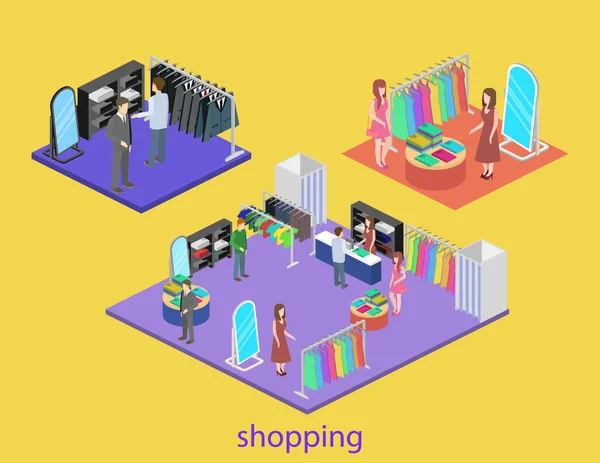 Isometric interior of shoping mall — Stock Vector