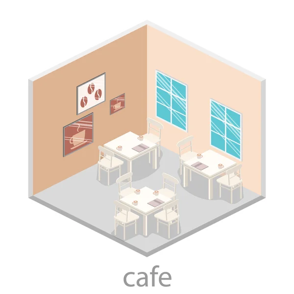 Interior isométrico de la cafetería . — Vector de stock