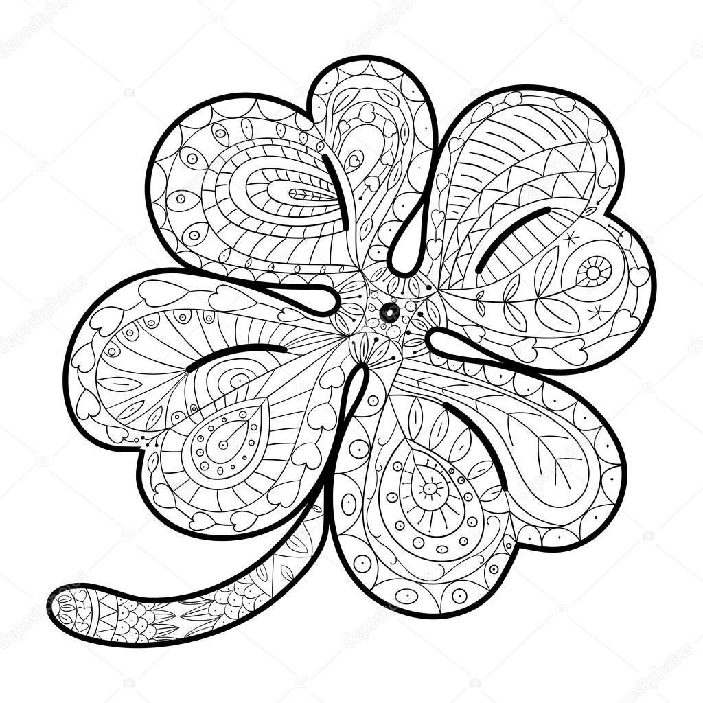 stock illustration hand drawn four leaf clover