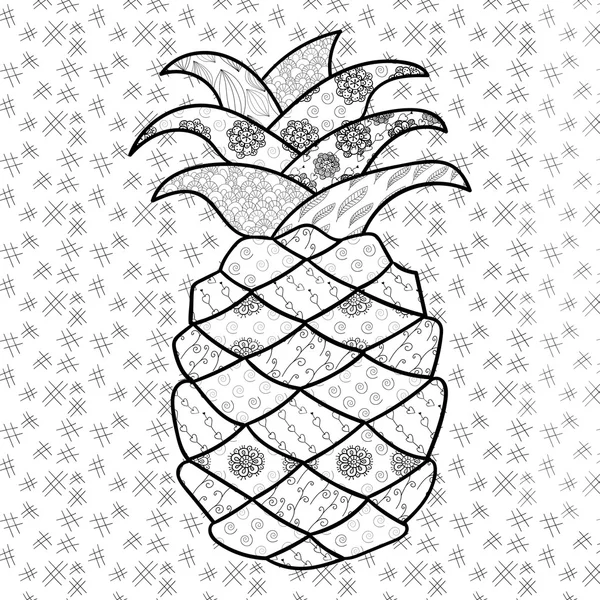 stockillustratie ananas volwassen kleurplaat grillige lijntekeningen