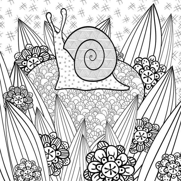 Mignon escargot adulte coloriage livre page . — Image vectorielle