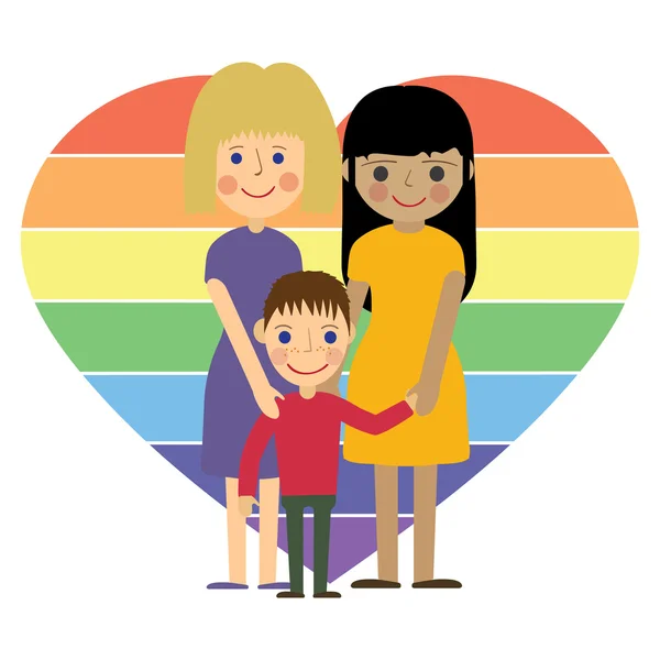 Famille gay avec enfant illustration vectorielle plate . — Image vectorielle