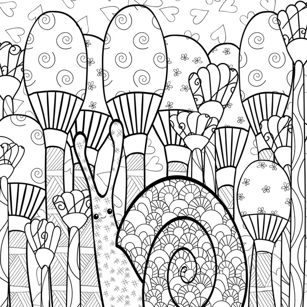 Mignon escargot adulte coloriage livre page . — Image vectorielle