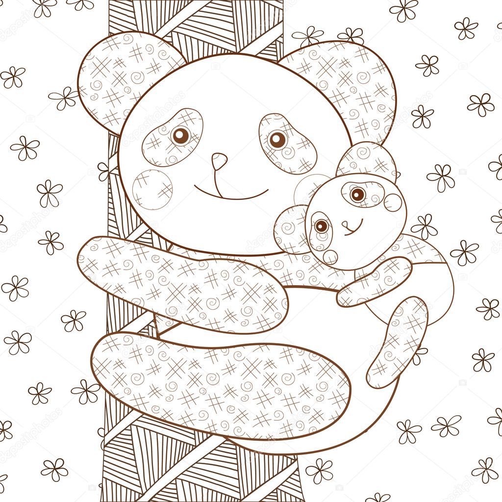 Livro Para Colorir Para Crianças, Panda Pequena Ilustração do