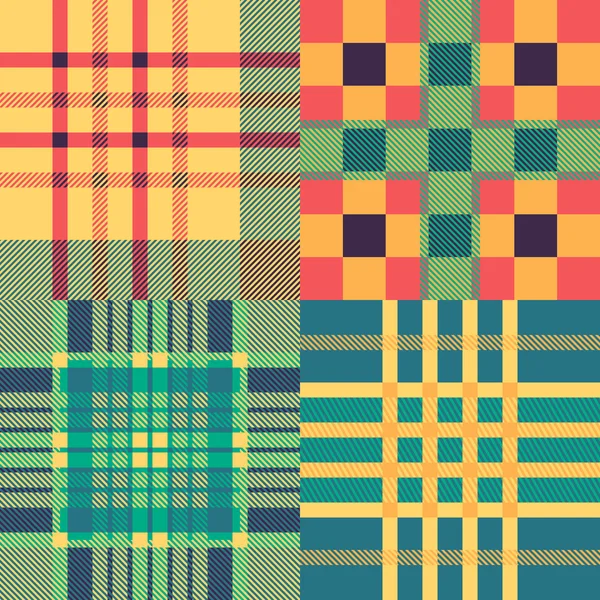 Set van naadloze tartan patronen — Stockvector