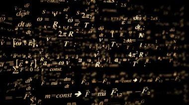 Fiziksel bilim formülleri etrafında uçan. Matematiksel formüller. Safari.
