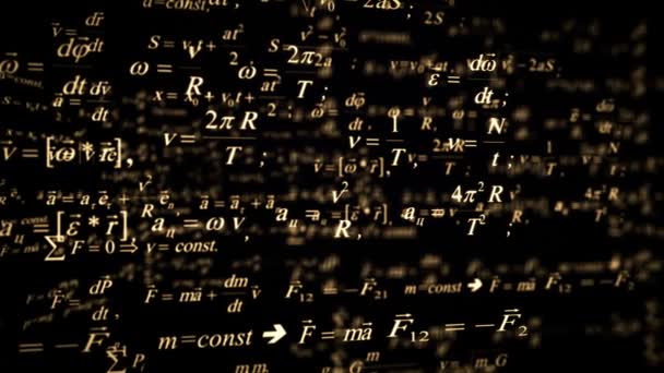 Formule di scienze fisiche che volano.Formule matematiche. Safari . — Video Stock