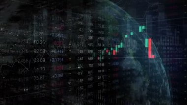 Borsada. Küre. Dünya. Harita. İş ve pazarlama. Mumlar ve alıntılar..