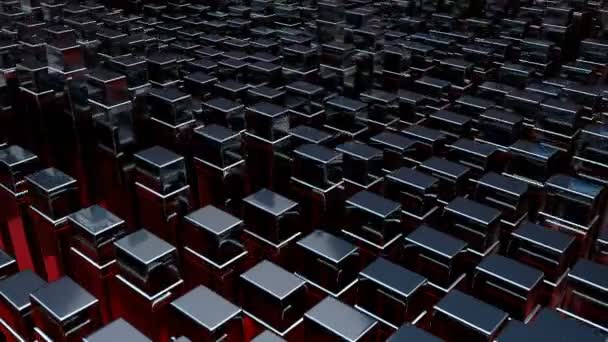 Lussen abstracte metalen elementen animatie.Screensaver.Glas, metaal. Rood. — Stockvideo