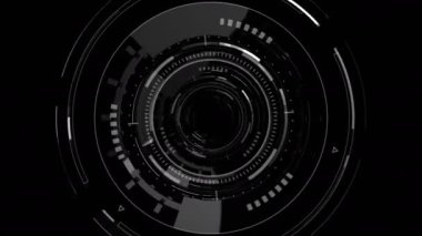 Döngü Tüneli Çemberi 3 boyutlu cam ve metal elementler canlandırması.