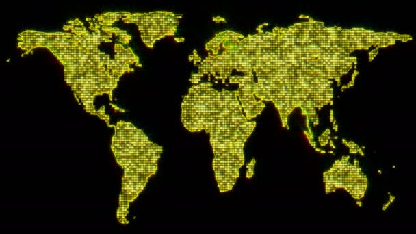 Mapa do mundo cintilando looping animação.Acenando e cintilando world.type conexão 1 — Vídeo de Stock