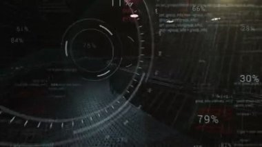 Fütürist bilim kurgu 3D tünelinde HUD elementleri döngüsü. Teknolojik giriş..
